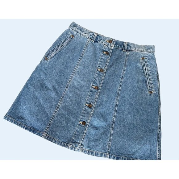 Vintage Liz Wear /  Liz Claiborne 80s / 90s Button Front Denim Skirt Sz 29 - Picture 4 of 8